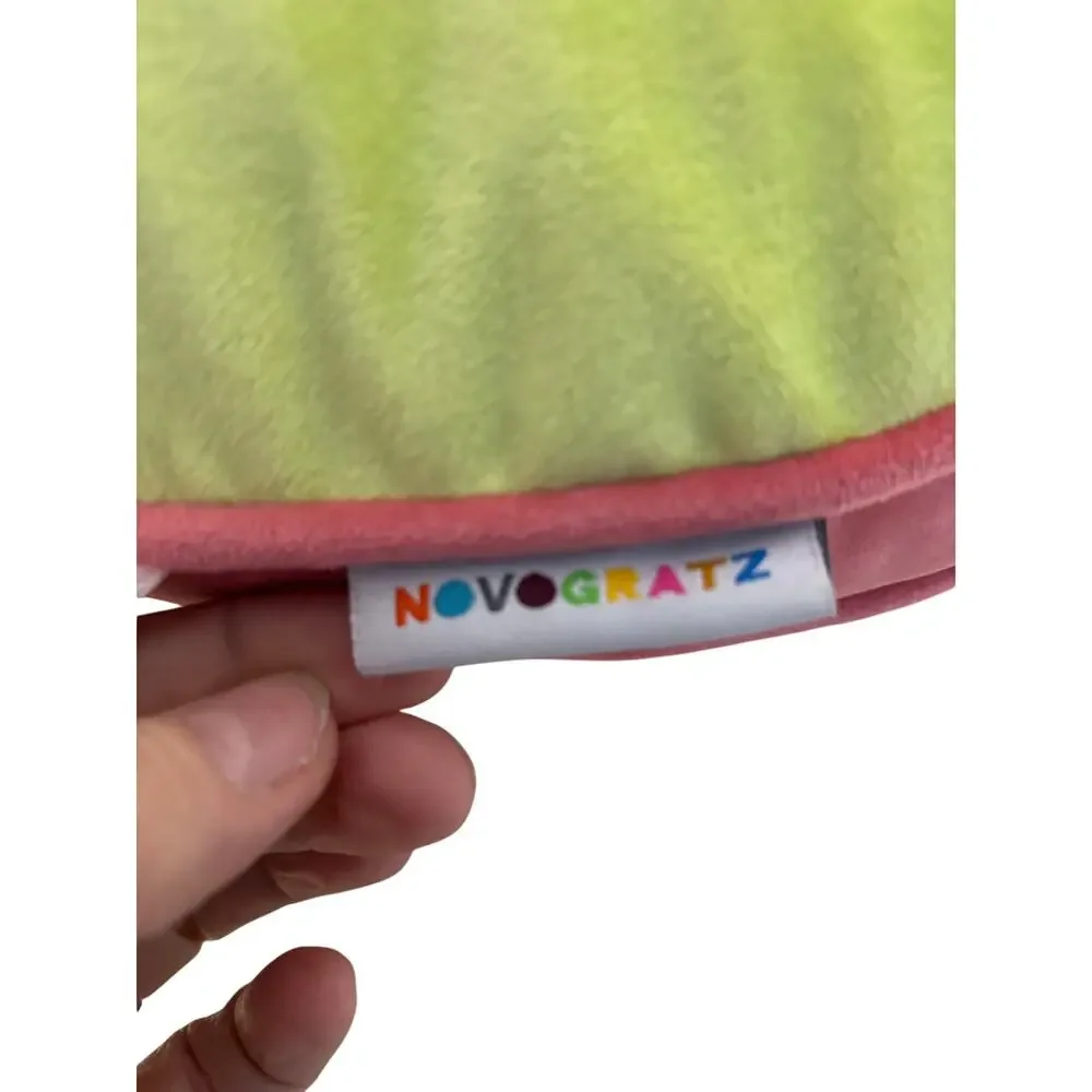 Novogratz smiley face round pillow yellow hot pink piping accents nwt preppy